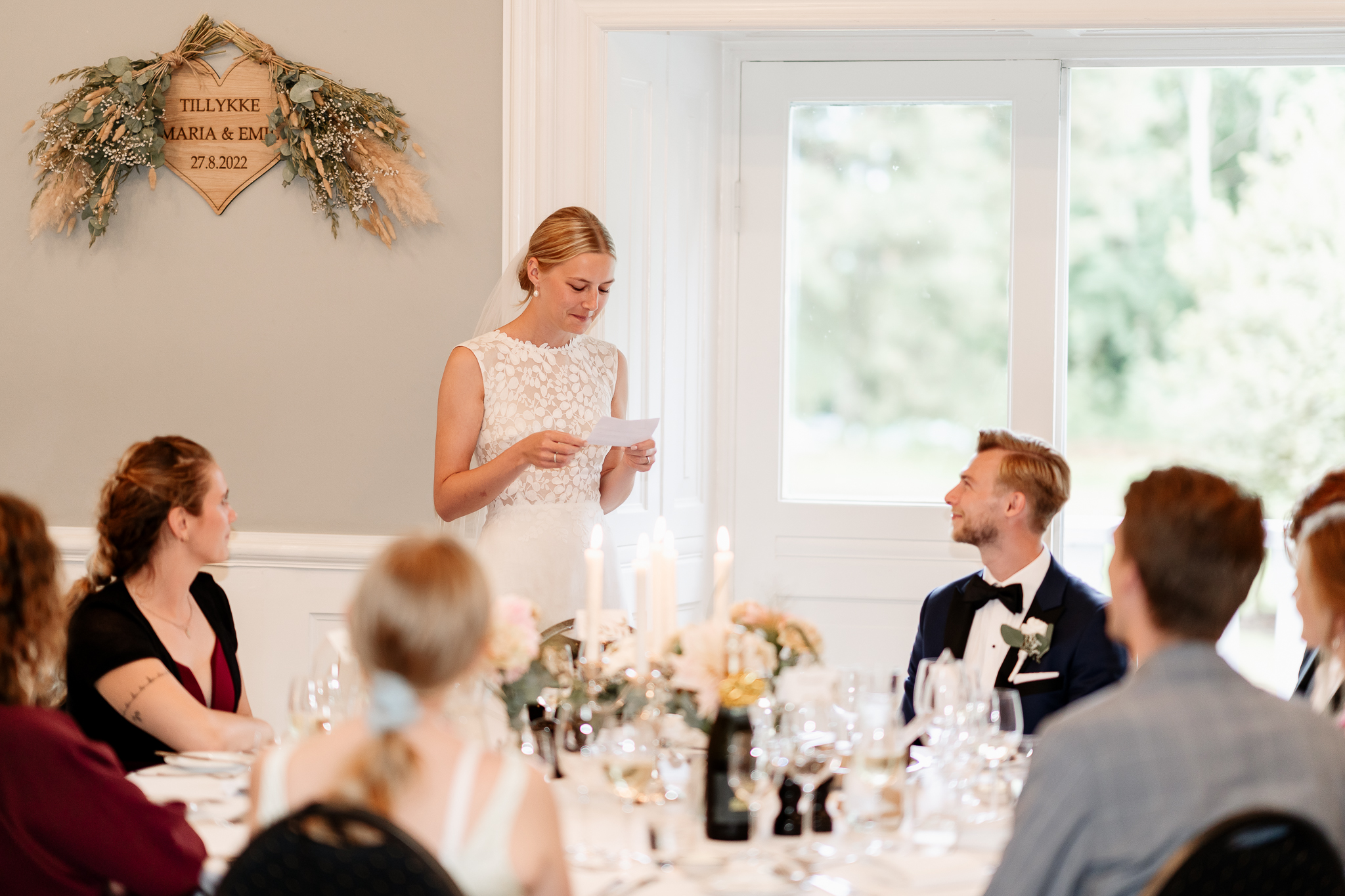 Bride giving a toast for her husband